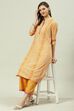 Yellow Printed Cotton A-Line Kurta Palazzo Suit Set image number 0