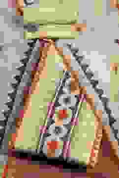 Beige Linen Blend Hand Painted Unstitched Suit Set image number 0