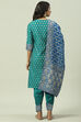 Peacock Green Art Silk Straight Kurta Salwar Suit Set image number 4