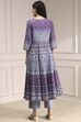 Lilac Cotton Printed Anarkali Suit Set image number 4