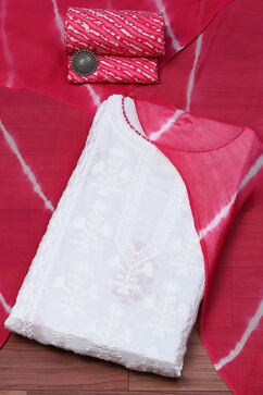 Pink Cotton Printed Unstitched Suit Set image number 0