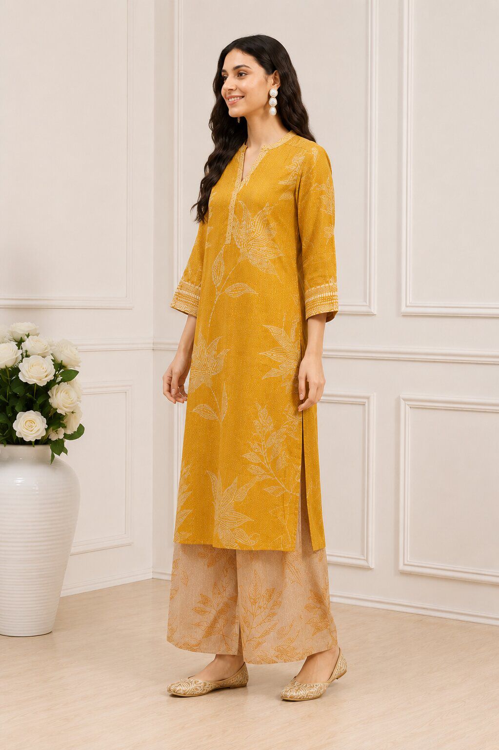 Red Viscose Rayon Printed Straight Suit Set image number 3