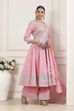 Rose Pink Cotton Silk Embroidered Anarkali Suit Set