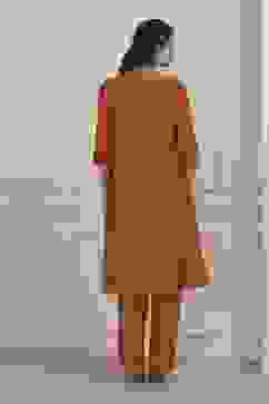 Orange Modal Printed Straight Suit Set image number 4