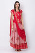 Maroon Cotton Floral Lehenga Set image number 3