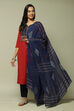 Indigo Cotton Blend Woven Unstitched Suit Set image number 0