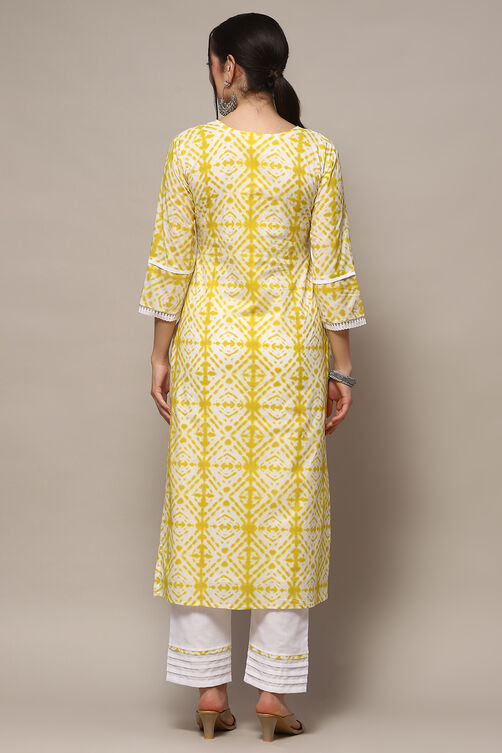 Yellow Cotton Unstitched Suit set image number 6