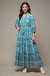 Turquoise Rayon Tiered Dress image number 1