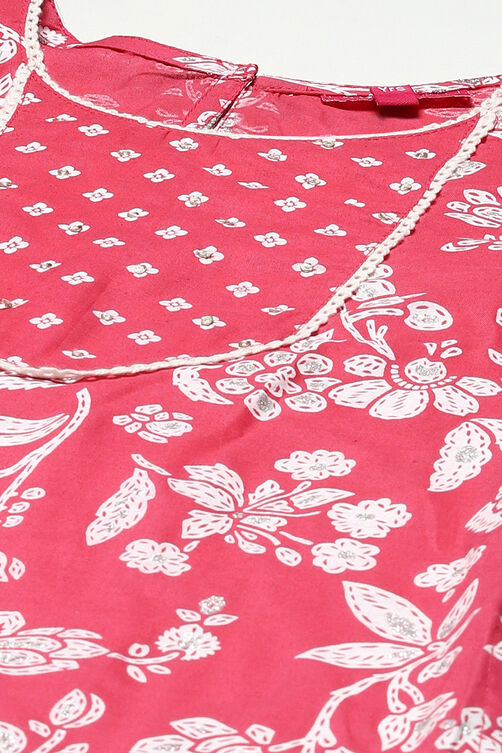 Berry Pink Cotton Straight Kurta Sharara Suit Set