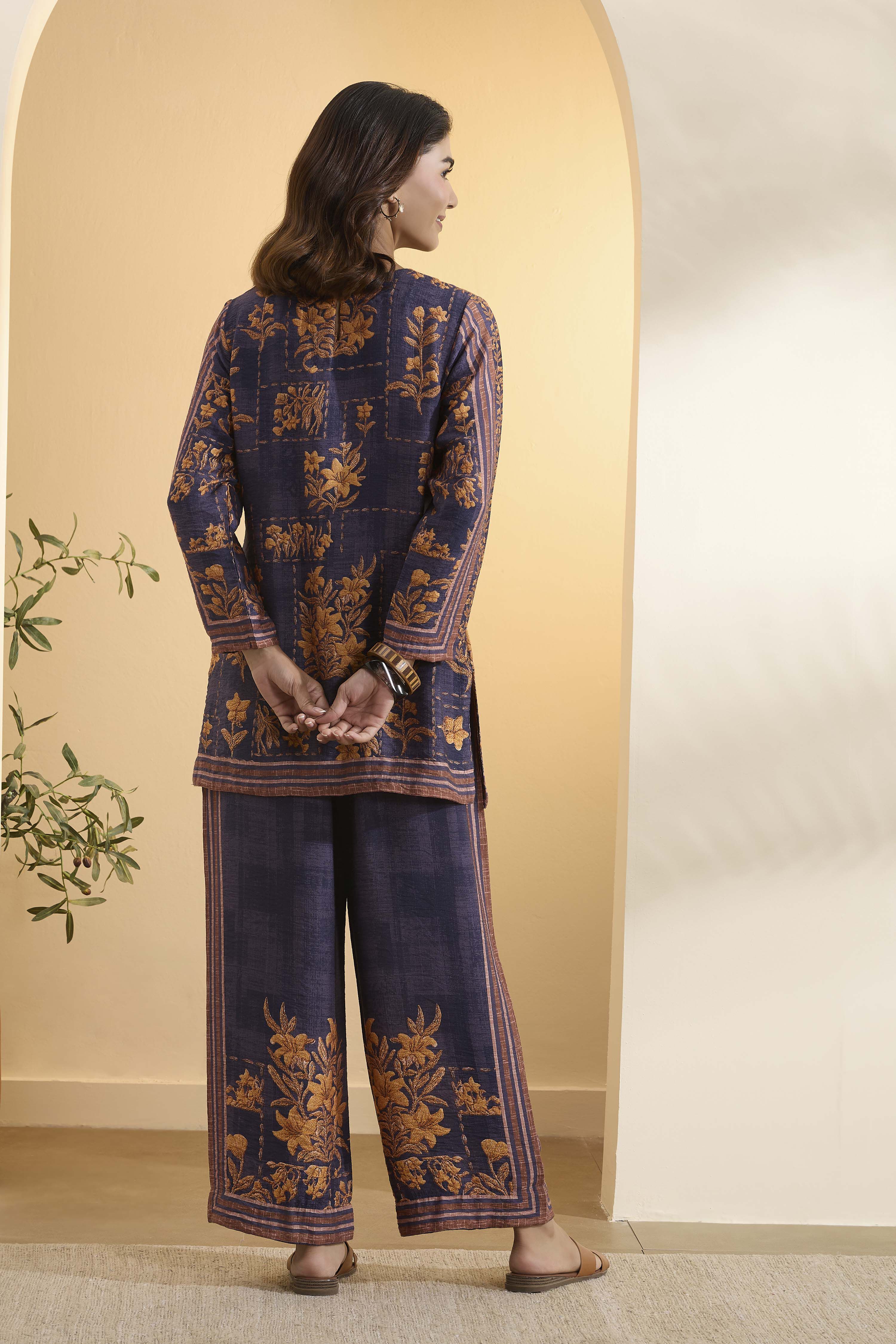 Violet Nylon Viscose Printed Co-ord Set image number 4