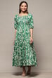 Green Cotton Tiered Dress image number 5