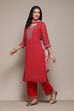 Red Viscose Straight Suit set image number 4