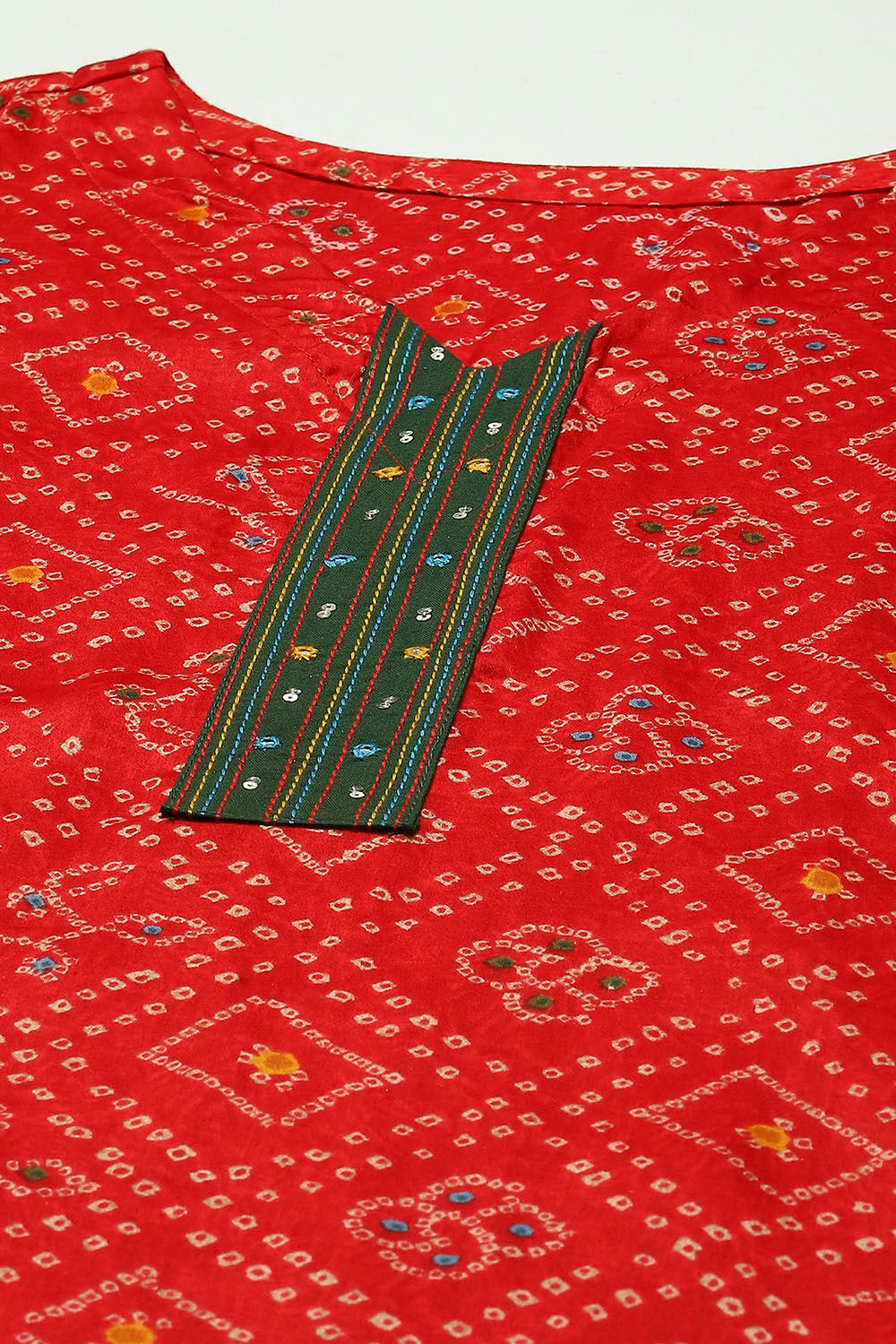 Red Satin Unstitched Suit Set image number 2