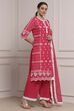 Fuchsia Cotton Embroidered Straight Suit Set image number 5