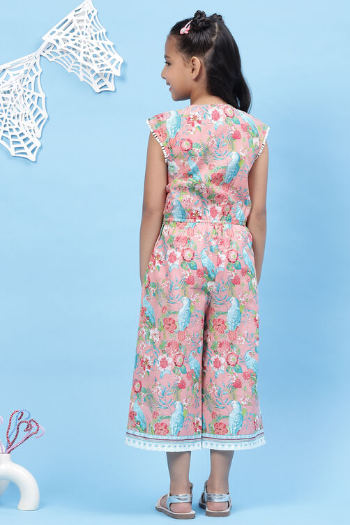 Peach Cotton Straight Jumpsuit image number 4