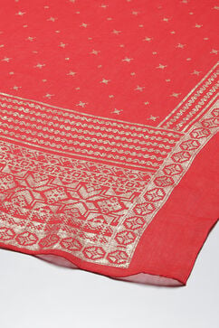 Red Cotton Anarkali Kurta Churidar Suit Set image number 5