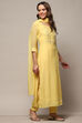 Yellow Organza Unstitched Suit set image number 7