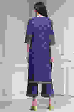 Blue Cotton Printed Straight Suit Set image number 4