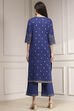 Blue Cotton Printed Straight Suit Set image number 4