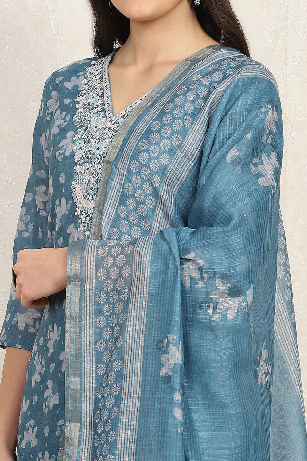 Mauve Linen Digital Print Unstitched Suit Set image number 2