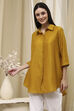 Ochre Yellow Dyed High-Low Shirt image number 2