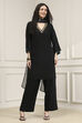 Black Solid Relaxed Straight Suit Set image number 0