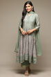 Green Modal Anarkali Kurta Palazzo Suit Set image number 7