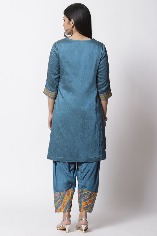 Blue Viscose Straight Kurta Set image number 3