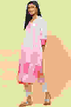 Pink LIVA Fusion Wear Set With Shrug image number 3