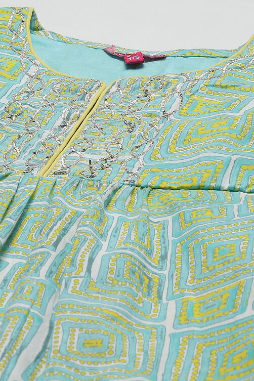 Turquoise Cotton Gathered 2 Piece Set image number 1