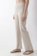 Beige Viscose Blend Flared Pants image number 2