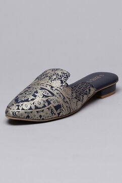 Blue Fabric Formal Mules image number 2