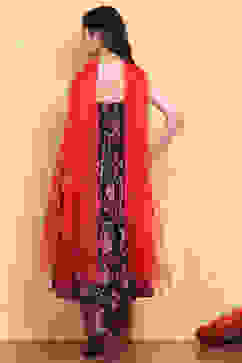 Black Floral Printed Kalidar Suit Set image number 5