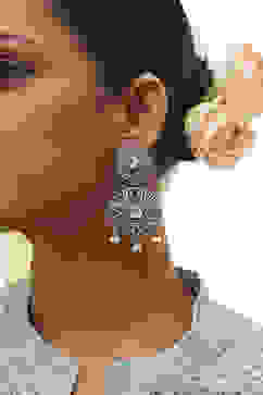 Green Brass Danglers image number 1