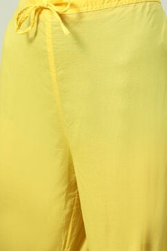 Yellow Cotton Straight Kurta Palazzo Suit Set image number 2