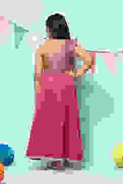 Berry Pink Art Silk Straight Lehenga Set image number 5