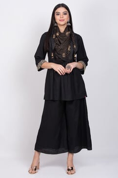 Black Cotton Silk Fusion Wear image number 0
