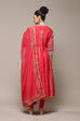 Mehandi Poly Cotton Anarkali Kurta Palazzo Suit Set image number 4