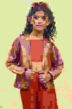 Pink Brocade Yarndyed Fitted 3 Piece Set image number 8