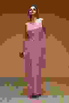 Pink Georgette Digital Printed Pre-Draped Saree image number 5