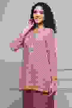 Red Art Silk Printed Straight Short Kurta image number 2