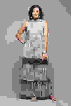 Sea Green Poly Georgette Flared Printed Kurta Garara Suit Set image number 7