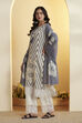 Black & White Printed Cotton Straight Kurta Set image number 3