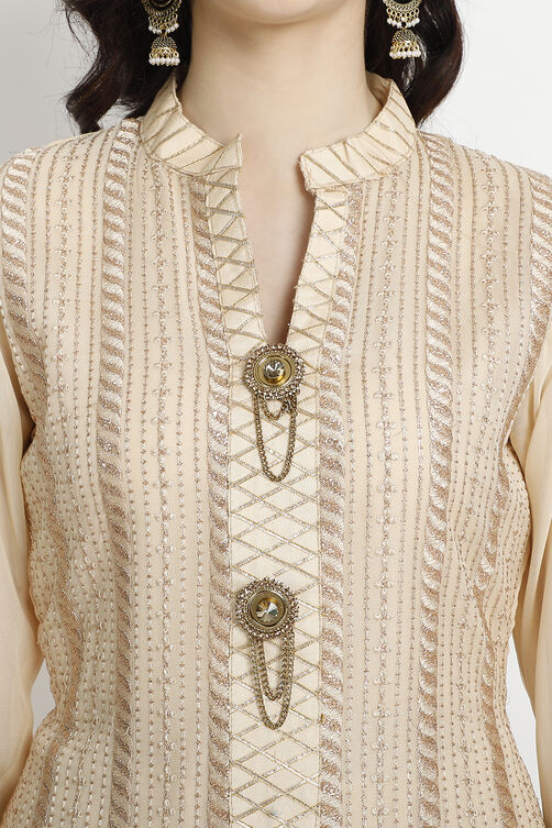 Neutral Georgette Easy Stitch Suit Set image number 1