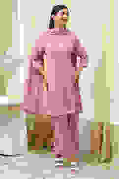 Pink Embroidered Kalidar Suit Set image number 6