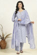 Light Blue Cotton Printed Unstitched Suit Set image number 1