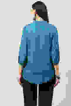 Blue LIVA Straight Solid Kurti image number 4