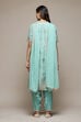 Turquoise Silk Straight Kurta Salwar Suit Set image number 4