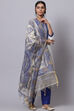 Blue Cotton Unstitched Dress Material Suit Set image number 4