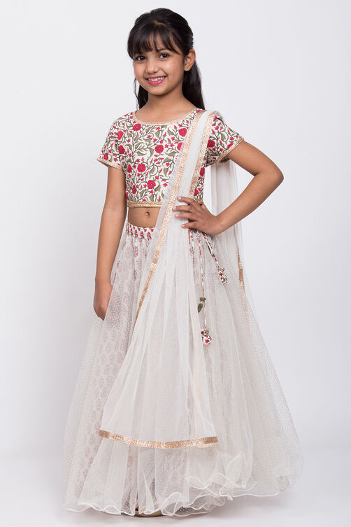 White Floral Lehenga Set image number 0